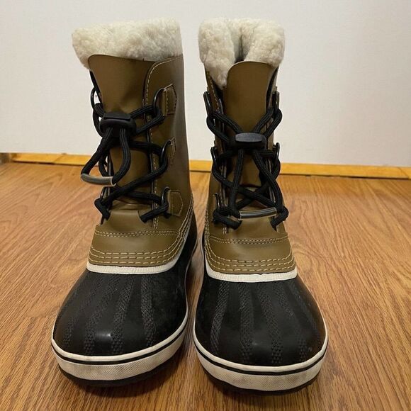 SOREL Caribou yoot pac Winter waterproof sherpa line lace up brown boots youth 1 - Picture 11 of 11